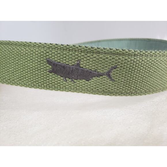 NEW SIZE 30 Vineyard Vines Canvas Green Olive Shark Belt Nautical Beach Fisherma - Picture 4 of 5